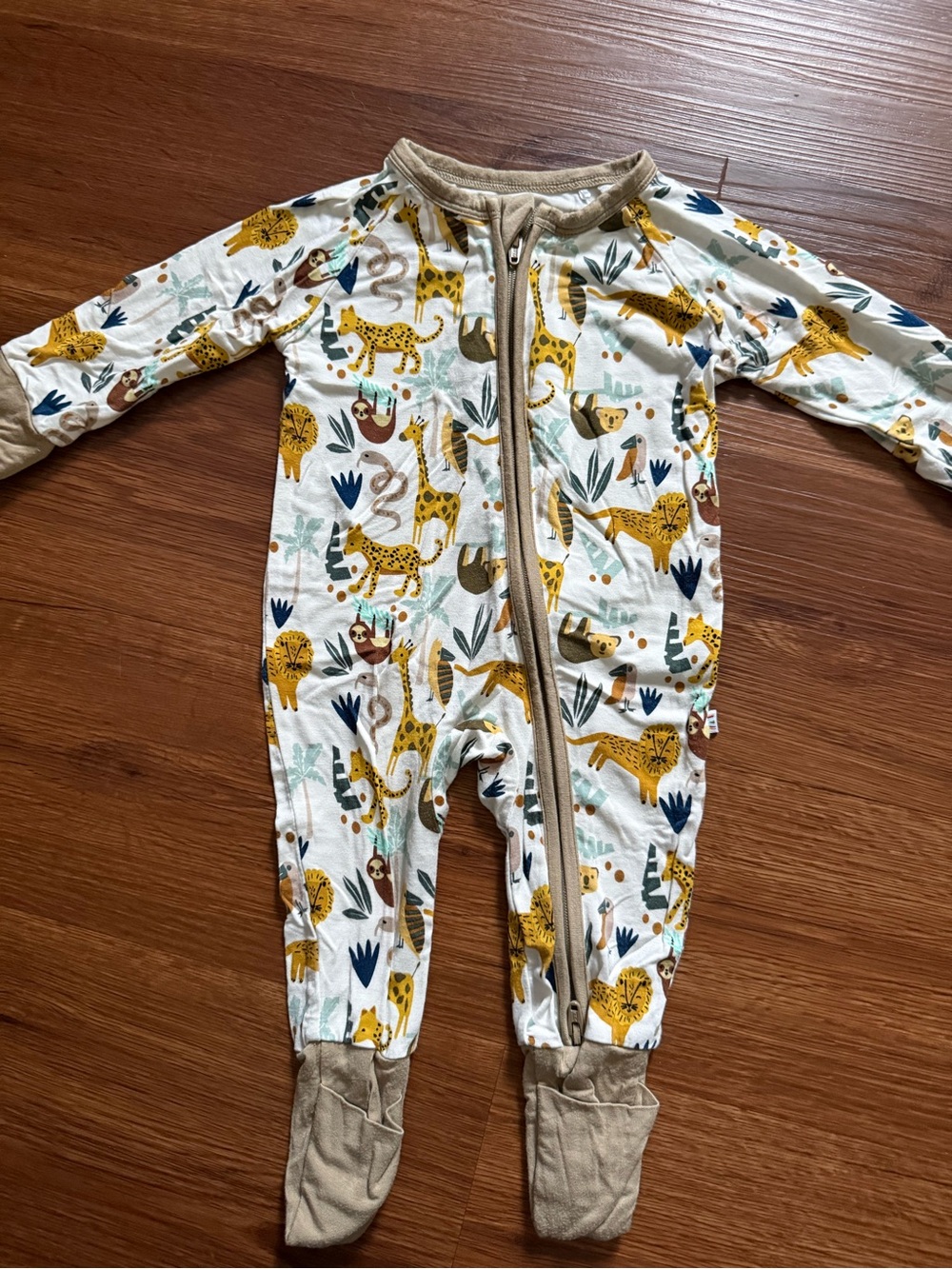 Safari Animal Print Bamboo Footed One-Piece Pajamas 0-3 months